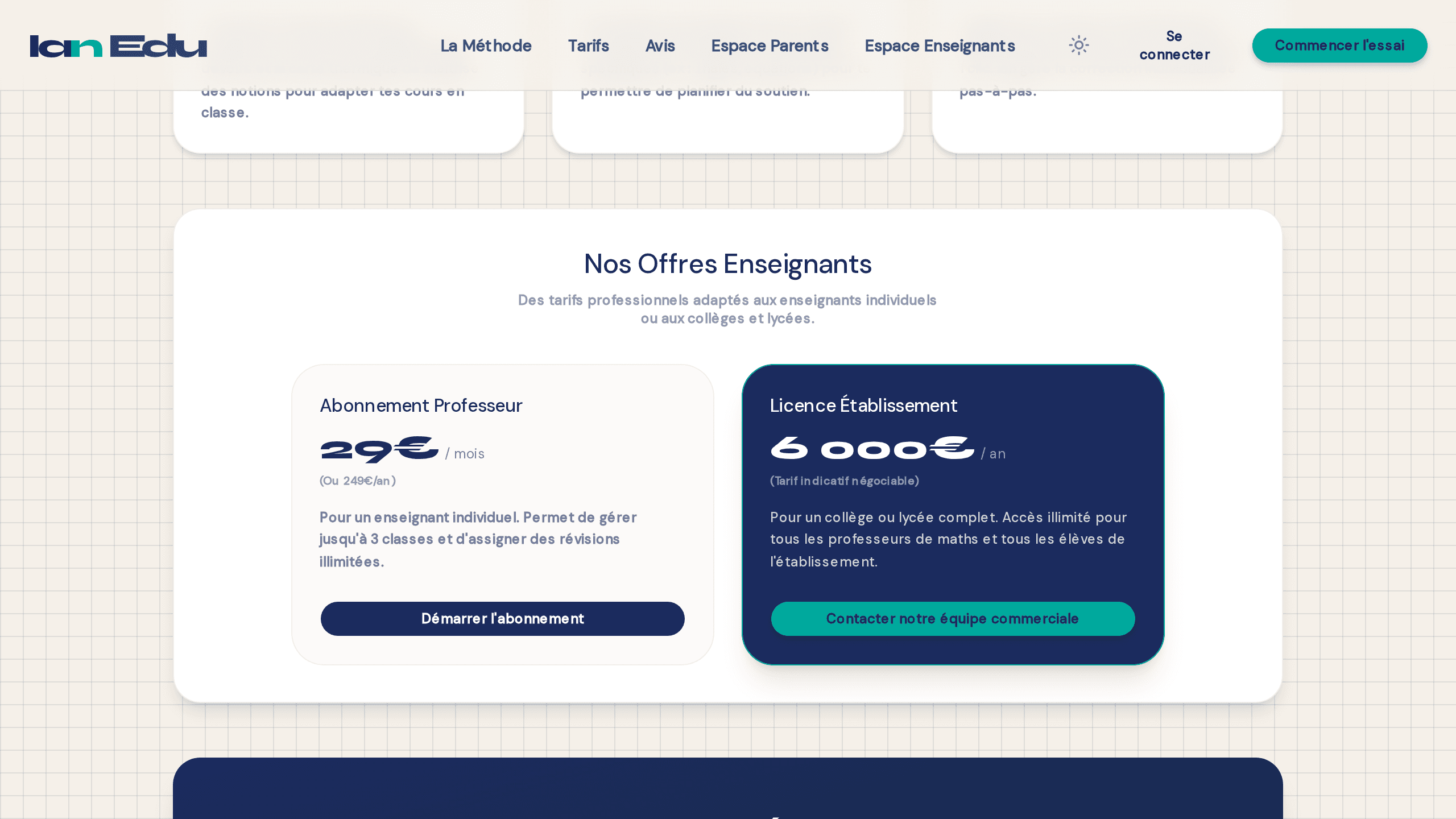 L'espace professeurs d'Ian : stats de classe, alertes et offres