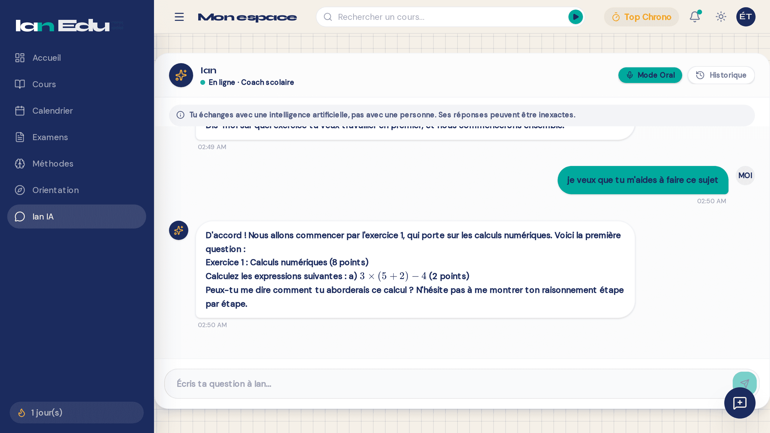 Le coach Ian qui guide sans donner la solution
